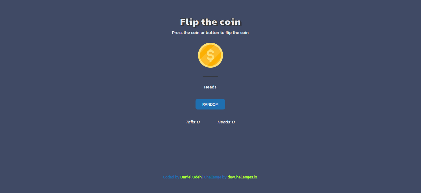 Screenshot of Flip the coin project