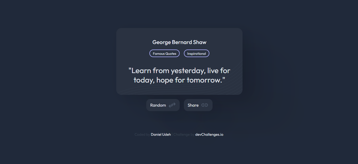 Screenshot of Random quote generator project